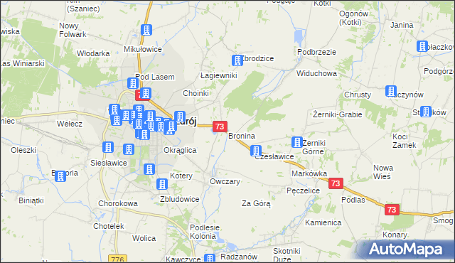 mapa Bronina, Bronina na mapie Targeo