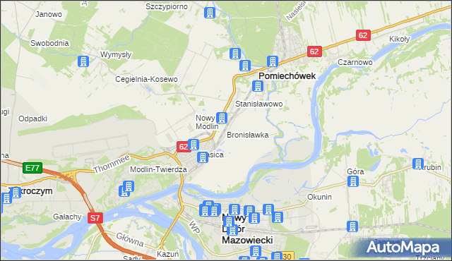mapa Bronisławka gmina Pomiechówek, Bronisławka gmina Pomiechówek na mapie Targeo