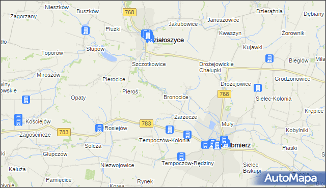 mapa Bronocice, Bronocice na mapie Targeo