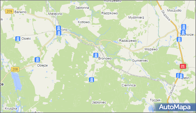 mapa Bronowo gmina Kępice, Bronowo gmina Kępice na mapie Targeo