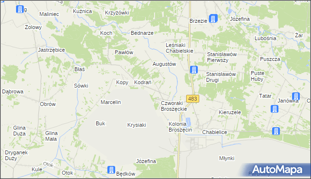 mapa Broszęcin, Broszęcin na mapie Targeo