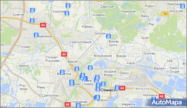 mapa Broszkowice, Broszkowice na mapie Targeo