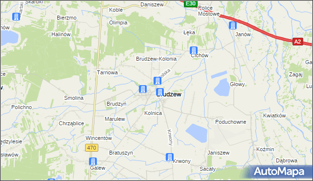mapa Brudzew powiat turecki, Brudzew powiat turecki na mapie Targeo