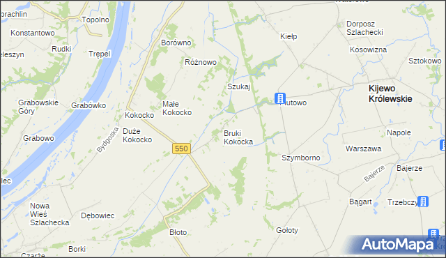 mapa Bruki Kokocka, Bruki Kokocka na mapie Targeo