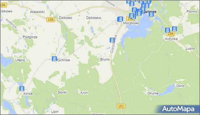 mapa Brunki, Brunki na mapie Targeo