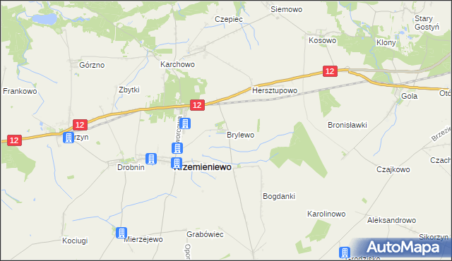 mapa Brylewo gmina Krzemieniewo, Brylewo gmina Krzemieniewo na mapie Targeo