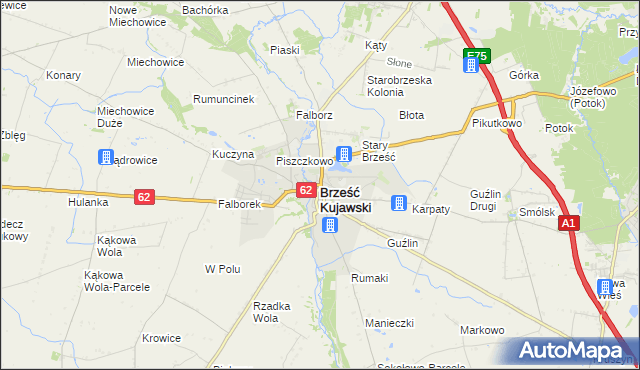 mapa Brześć Kujawski, Brześć Kujawski na mapie Targeo