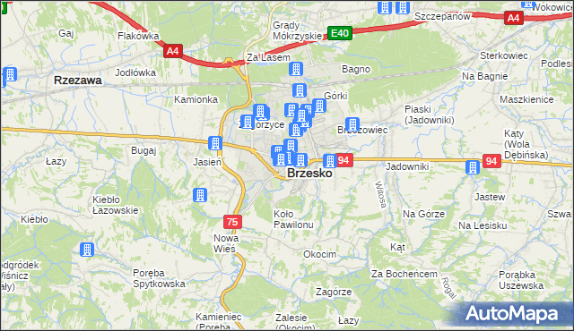 mapa Brzesko, Brzesko na mapie Targeo