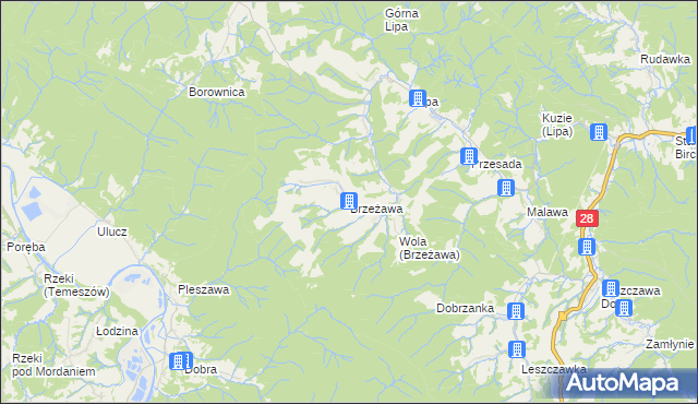 mapa Brzeżawa, Brzeżawa na mapie Targeo