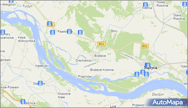 mapa Brzeźce gmina Stężyca, Brzeźce gmina Stężyca na mapie Targeo