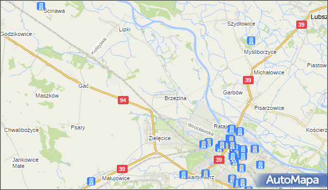 mapa Brzezina gmina Skarbimierz, Brzezina gmina Skarbimierz na mapie Targeo