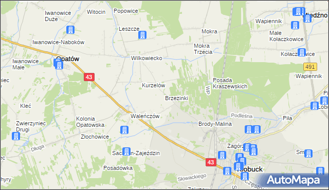 mapa Brzezinki gmina Opatów, Brzezinki gmina Opatów na mapie Targeo