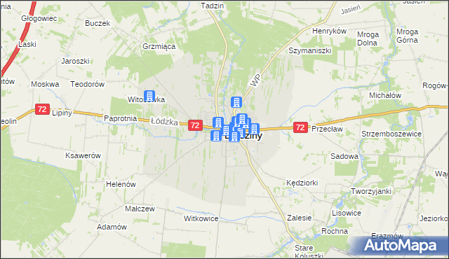 mapa Brzeziny, Brzeziny na mapie Targeo