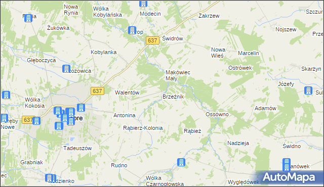 mapa Brzeźnik gmina Wierzbno, Brzeźnik gmina Wierzbno na mapie Targeo