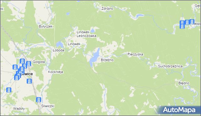 mapa Brzeźno gmina Śliwice, Brzeźno gmina Śliwice na mapie Targeo