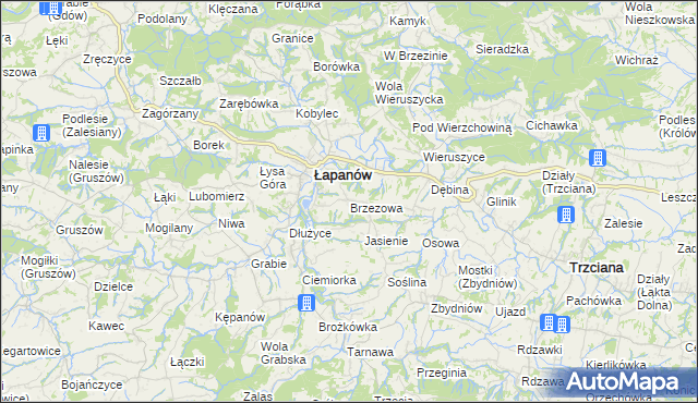mapa Brzezowa gmina Łapanów, Brzezowa gmina Łapanów na mapie Targeo