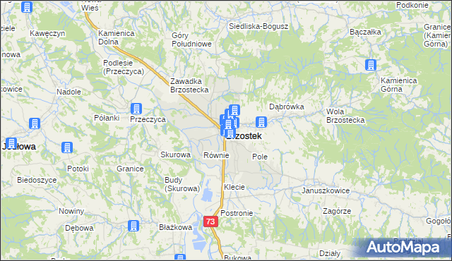 mapa Brzostek powiat dębicki, Brzostek powiat dębicki na mapie Targeo