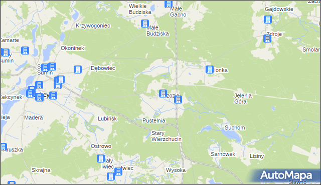 mapa Brzozie gmina Cekcyn, Brzozie gmina Cekcyn na mapie Targeo