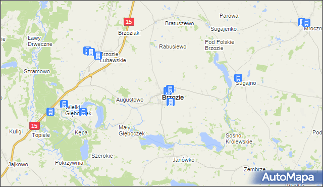 mapa Brzozie powiat brodnicki, Brzozie powiat brodnicki na mapie Targeo