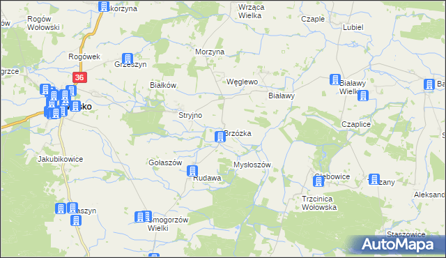 mapa Brzózka gmina Wińsko, Brzózka gmina Wińsko na mapie Targeo