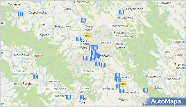 mapa Brzozów, Brzozów na mapie Targeo