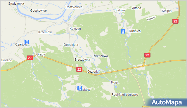 mapa Brzozowa gmina Krzeszyce, Brzozowa gmina Krzeszyce na mapie Targeo