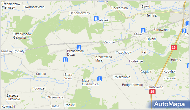 mapa Brzozowica Mała, Brzozowica Mała na mapie Targeo