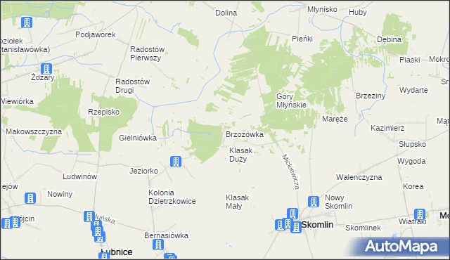 mapa Brzozówka gmina Łubnice, Brzozówka gmina Łubnice na mapie Targeo
