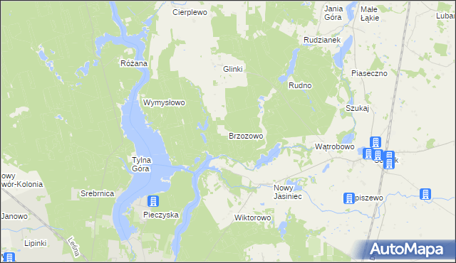 mapa Brzozowo gmina Koronowo, Brzozowo gmina Koronowo na mapie Targeo