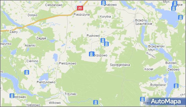 mapa Brzozowo gmina Lipnica, Brzozowo gmina Lipnica na mapie Targeo