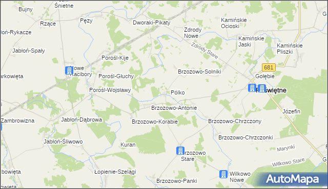 mapa Brzozowo-Muzyły, Brzozowo-Muzyły na mapie Targeo