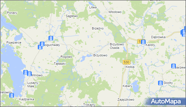 mapa Brzydowo gmina Świątki, Brzydowo gmina Świątki na mapie Targeo