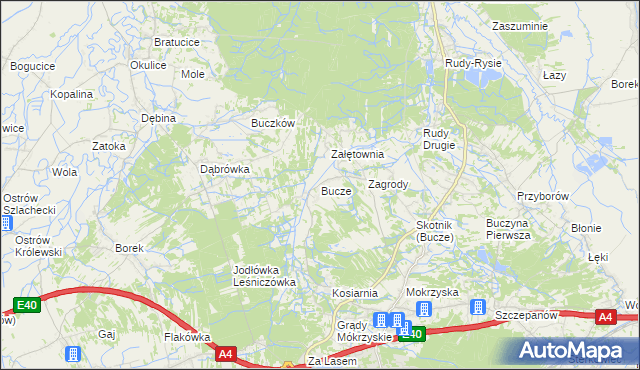 mapa Bucze gmina Brzesko, Bucze gmina Brzesko na mapie Targeo