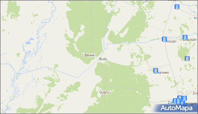 mapa Budy gmina Trzcianne, Budy gmina Trzcianne na mapie Targeo