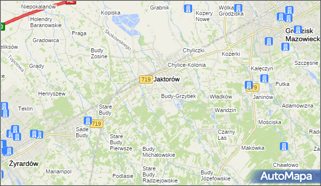 mapa Budy-Grzybek, Budy-Grzybek na mapie Targeo