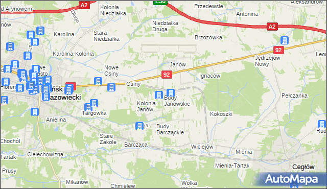 mapa Budy Janowskie, Budy Janowskie na mapie Targeo