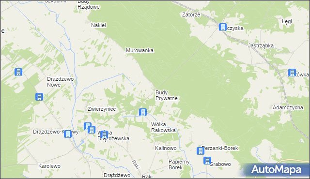 mapa Budy Prywatne, Budy Prywatne na mapie Targeo