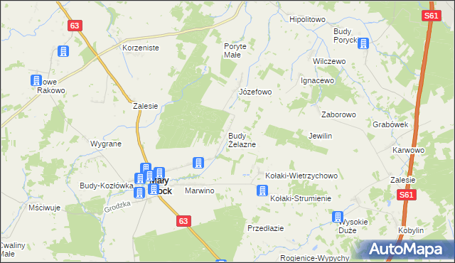 mapa Budy Żelazne, Budy Żelazne na mapie Targeo