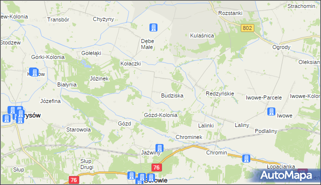 mapa Budziska gmina Latowicz, Budziska gmina Latowicz na mapie Targeo
