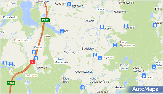 mapa Budzisław gmina Rogowo, Budzisław gmina Rogowo na mapie Targeo