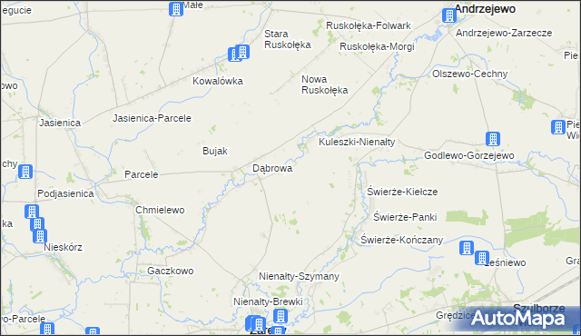mapa Budziszewo gmina Zaręby Kościelne, Budziszewo gmina Zaręby Kościelne na mapie Targeo