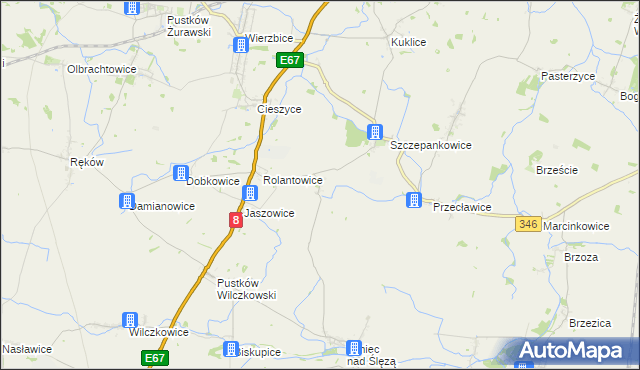 mapa Budziszów gmina Kobierzyce, Budziszów gmina Kobierzyce na mapie Targeo