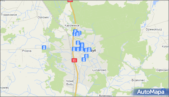mapa Budzyń powiat chodzieski, Budzyń powiat chodzieski na mapie Targeo