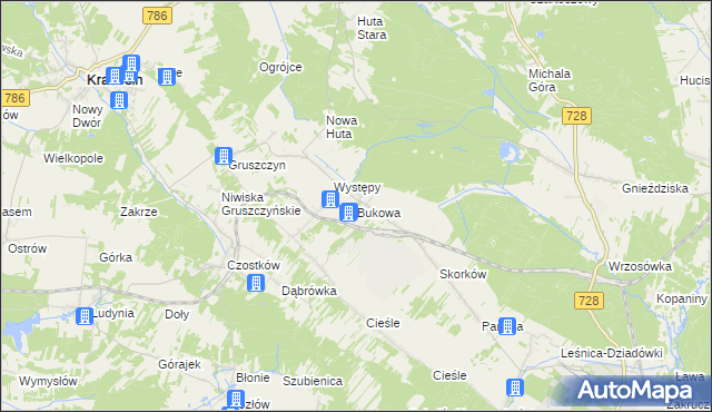 mapa Bukowa gmina Krasocin, Bukowa gmina Krasocin na mapie Targeo
