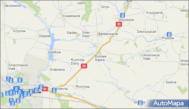 mapa Bukowa Śląska, Bukowa Śląska na mapie Targeo