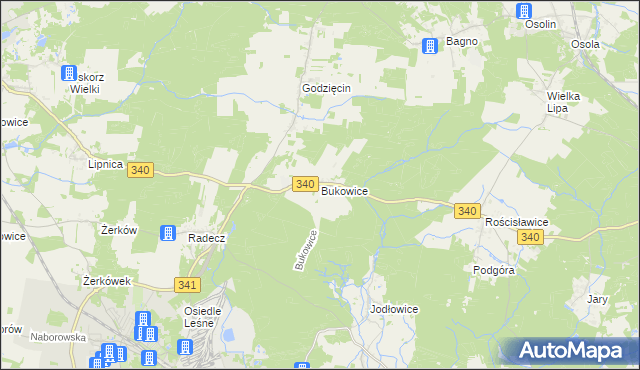 mapa Bukowice gmina Brzeg Dolny, Bukowice gmina Brzeg Dolny na mapie Targeo