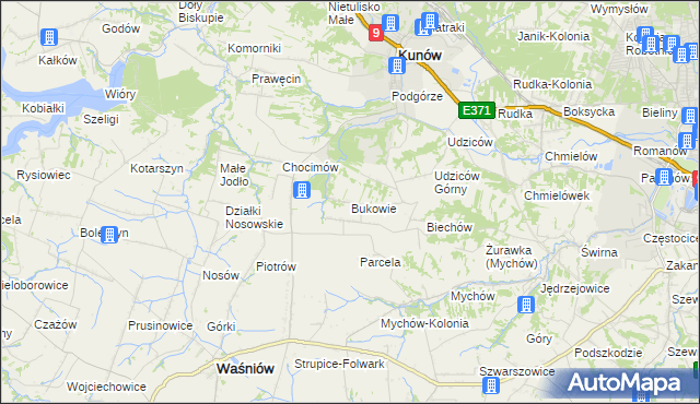 mapa Bukowie gmina Kunów, Bukowie gmina Kunów na mapie Targeo