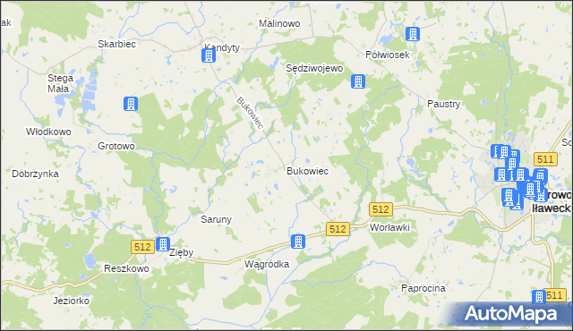mapa Bukowiec gmina Górowo Iławeckie, Bukowiec gmina Górowo Iławeckie na mapie Targeo