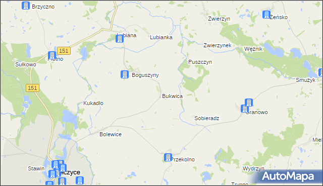 mapa Bukwica gmina Pełczyce, Bukwica gmina Pełczyce na mapie Targeo