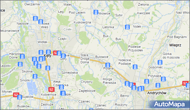 mapa Bulowice, Bulowice na mapie Targeo